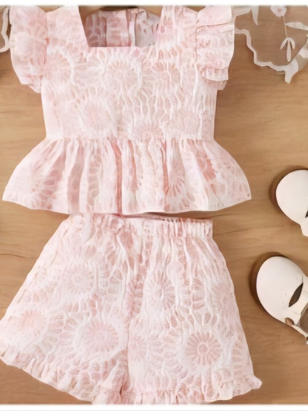 Girls Pink Floral Smocked Two-Piece Set, Size 2-3Y